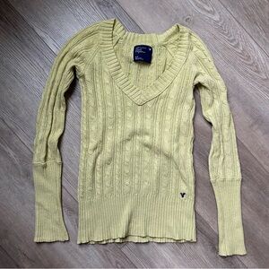 American Eagle Outfitters Yellow V-Neck Sweater